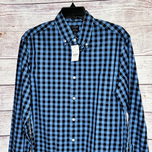 J. Crew Men's Blue & Black Flex Washed Button Down Slim Fit Shirt Size Small New - Picture 3 of 10